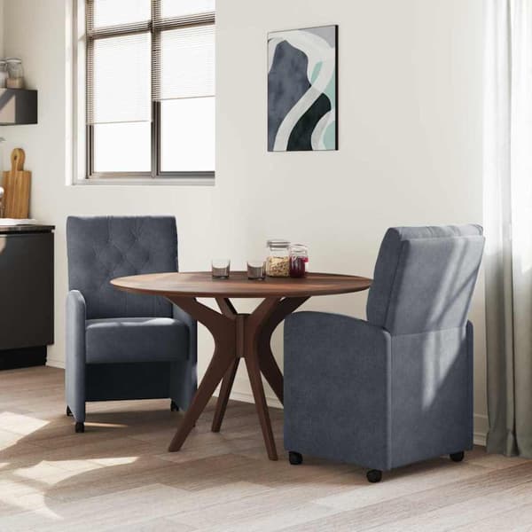Matstolar med hjul 2 pcs Mörkgrå 58 x 67 x 97 cm Sammet