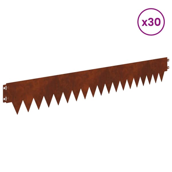 Kant för gräsmatta 30 pcs 103 x 15 cm metall Rostig