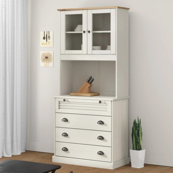 Högskåp VIGO vit 80x40x176 cm massiv furu