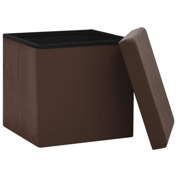 Hopfällbara förvaringspallar 2 st brun PVC