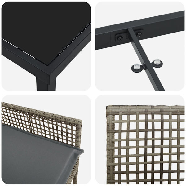 Trädgårdsmöbelset med kudde 9 pcs Grå konstrotting