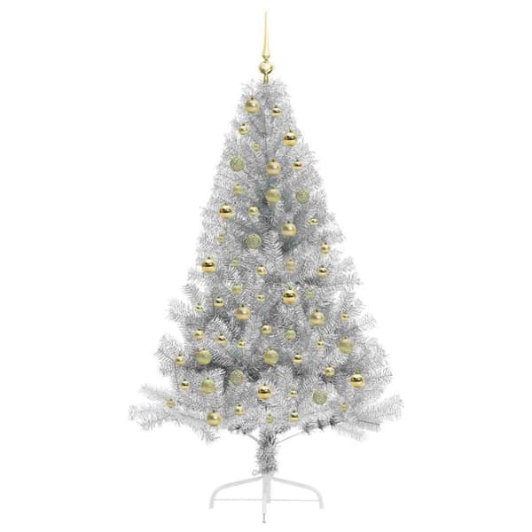 Konstgjord Förbelyst Julgran Silver 180 cm PET