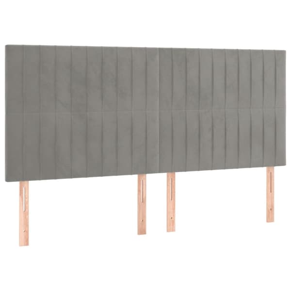 Ramsäng med madrass ljusgrå 180x200 cm sammet