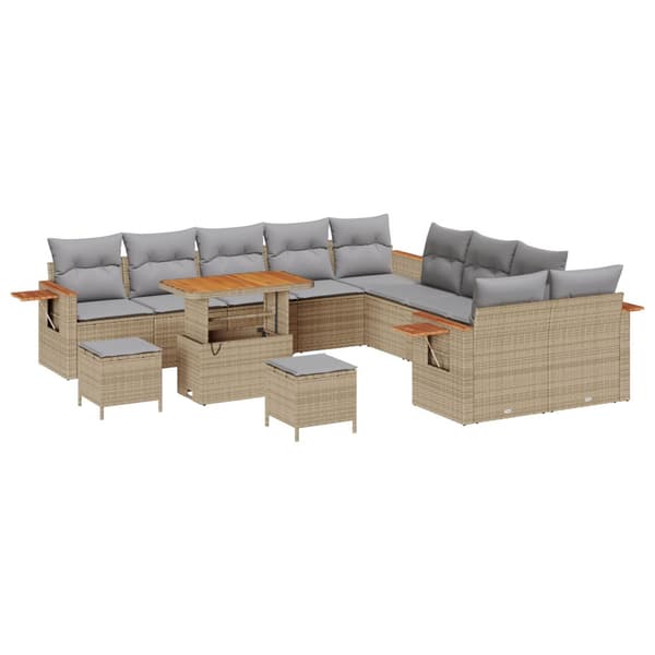 Trädgårdsoffset med kudde 13 pcs Beige och Ljusgrå