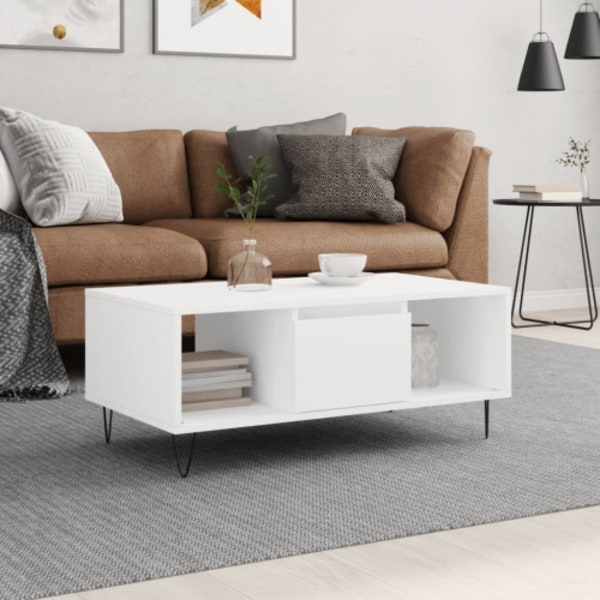 Soffbord vit 90x50x36,5 cm konstruerat trä