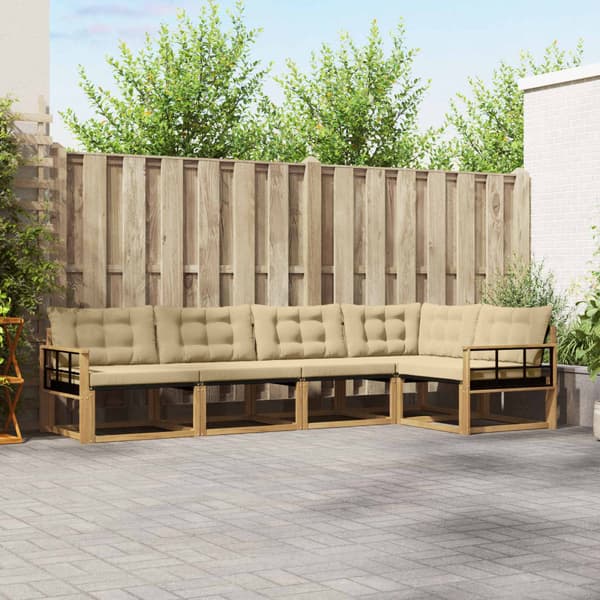 Utomhussoffset med kudde 5 pcs Vit och Beige