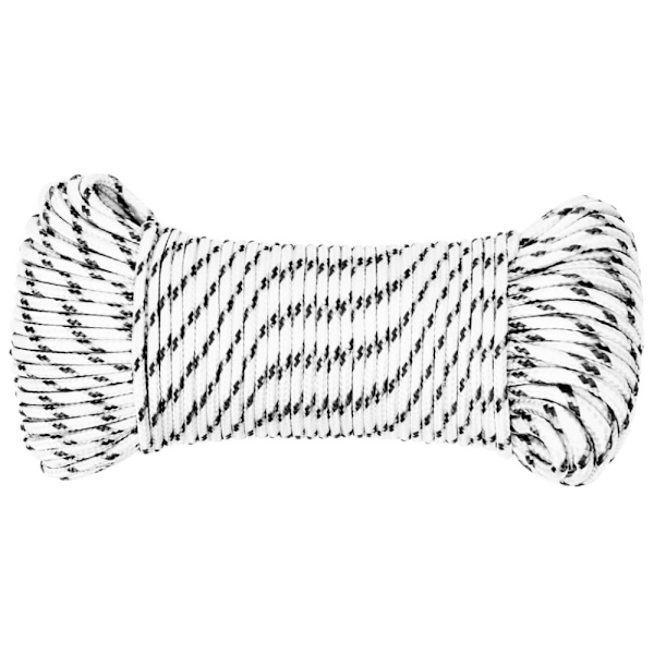 Båtlina flätad vit 4 mm x 100 m polyester
