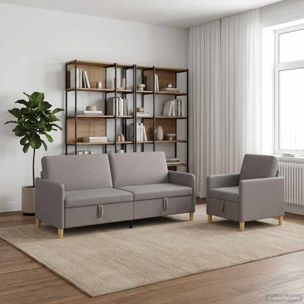 Soffgrupp med förvaring 2 pcs Taupe Polyester