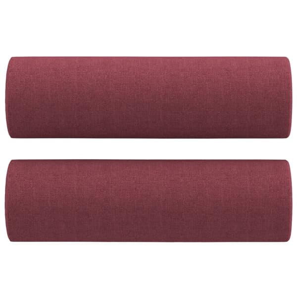 2-sits soffa med prydnadskuddar vinröd 140 cm tyg