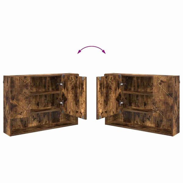 Badrumsmöbelset 2 st Rökt ek 76,5 x 35 x 64 cm