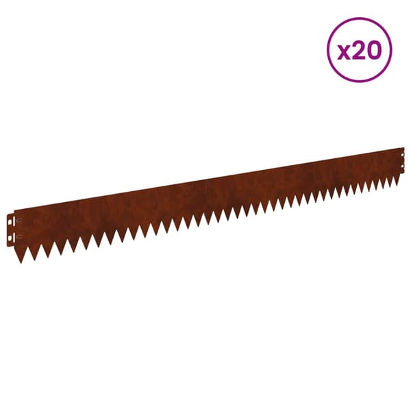 Kant för gräsmatta 20 pcs 103 x 10 cm Stål Rostig