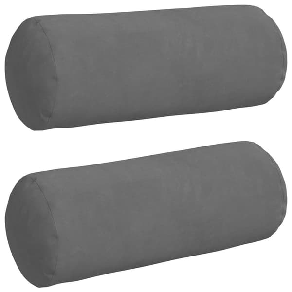 Bolsterkuddar 2 pcs Mörkgrå Ø 15 x 40 cm Mikrofiber Tyg