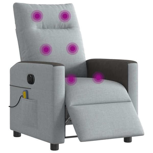 Elektrisk massagefåtölj ljusgrå tyg