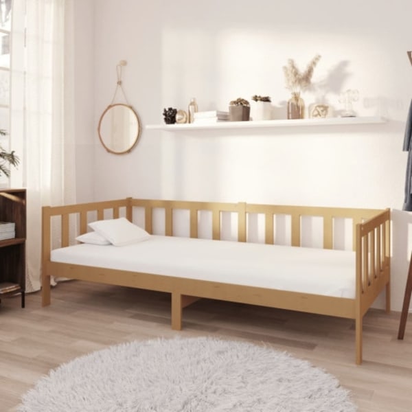 Dagbädd med madrass 90x200 cm honungsbrun massiv furu