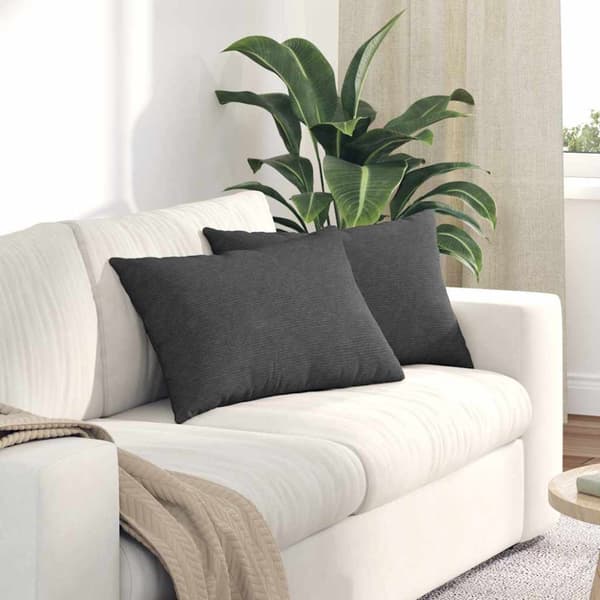 Sofakuddar 2 pcs Mörkgrå 60 x 40 cm Kordread tyg