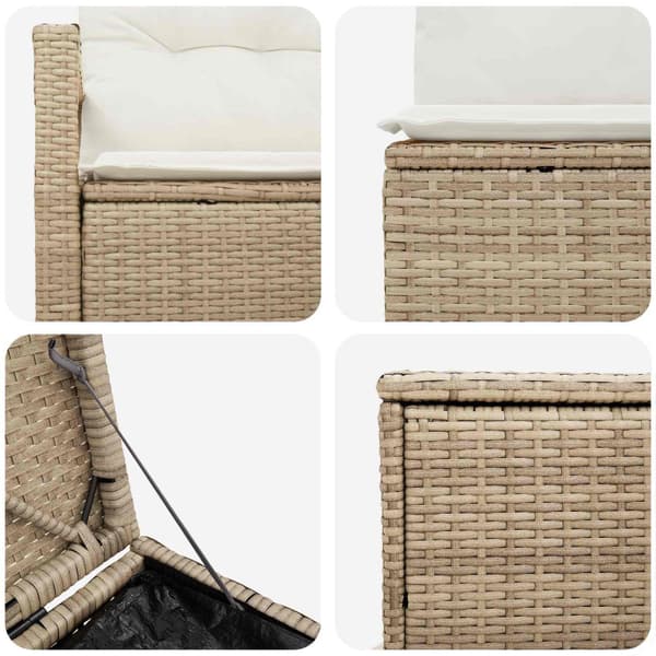 Soffset 5 st Beige och krämvit Poly Rattan och stål