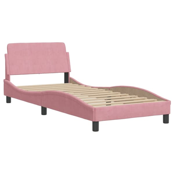 Bed Frame with Headboard "Dover" Pink 90x200 cm Velvet