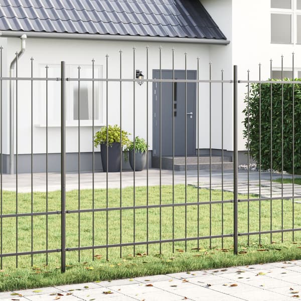 Trädgårdsstängsel 6 pcs Grå 170 x 215 cm Pulverlackerat stål