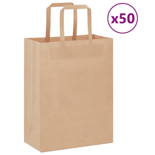 Papperspåsar 50 st med handtag brun 21x11x28 cm