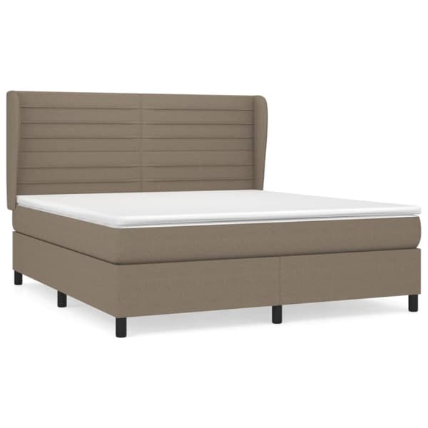 Ramsäng med madrass taupe 180x200 cm tyg