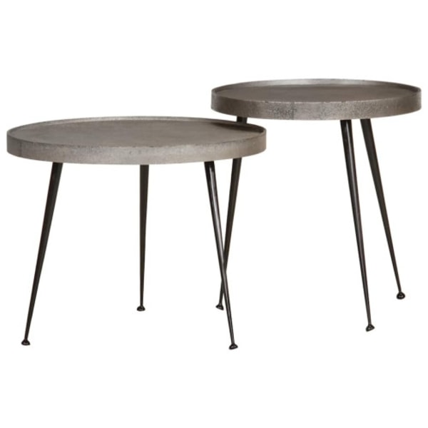 Soffbord 2 delar silverfärgat trä