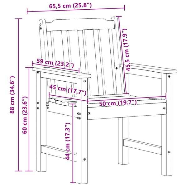 Trädgård Stol 4 pcs Vit 65.5 x 59 x 88 cm polyeten