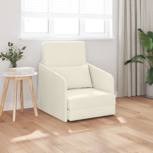 Golvsoffa-säng 2-i-1 Grädde 65x80x83 cm Sammet