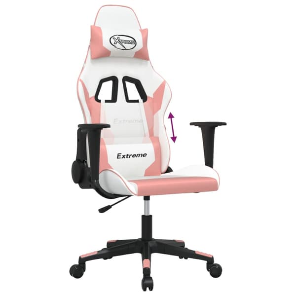 Gamingstol vit och rosa konstläder