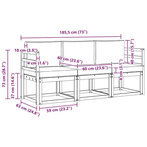 Utomhussoffset 3 pcs