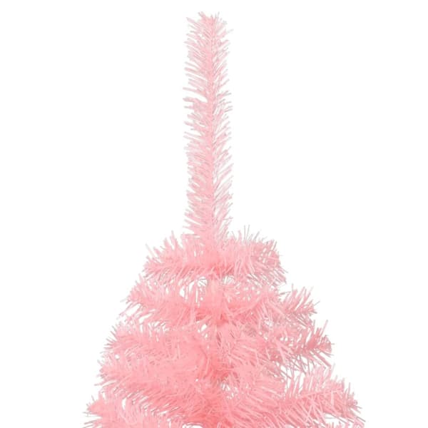Halv plastgran med stativ rosa 150 cm PVC