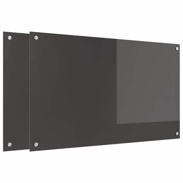 Köksskydd 2 pcs Mörkgrå 100 x 60 cm härdat glas