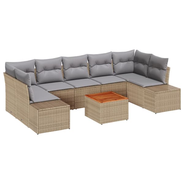 Trädgårdsoffset med kudde 8 pcs Beige konstrotting