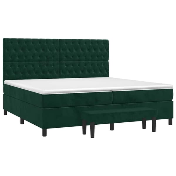Ramsäng med madrass mörkgrön 200x200 cm sammet