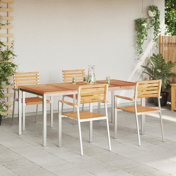 Trädgårdsmöbelset 5 pcs Brun Massivt teakträ