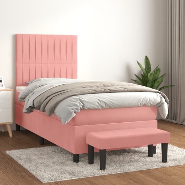 Ramsäng med madrass rosa 80x200 cm sammet