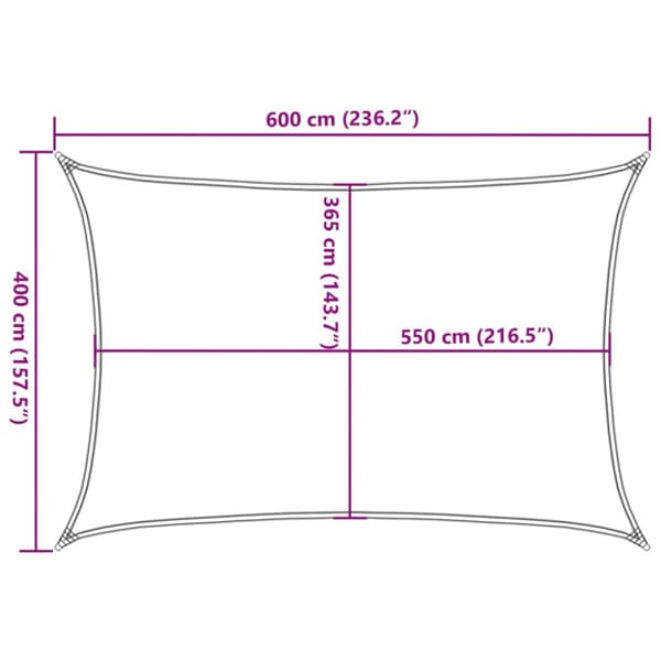 Solsegel ljusgrå 6x4 m 100% polyesteroxford