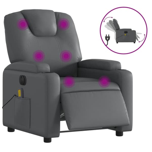 Elektrisk massagefåtölj grå konstläder