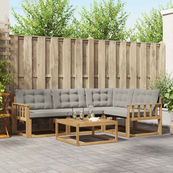 Utomhussoffset 5 pcs Vit och ljusgrå 79 x 79 x 37 cm