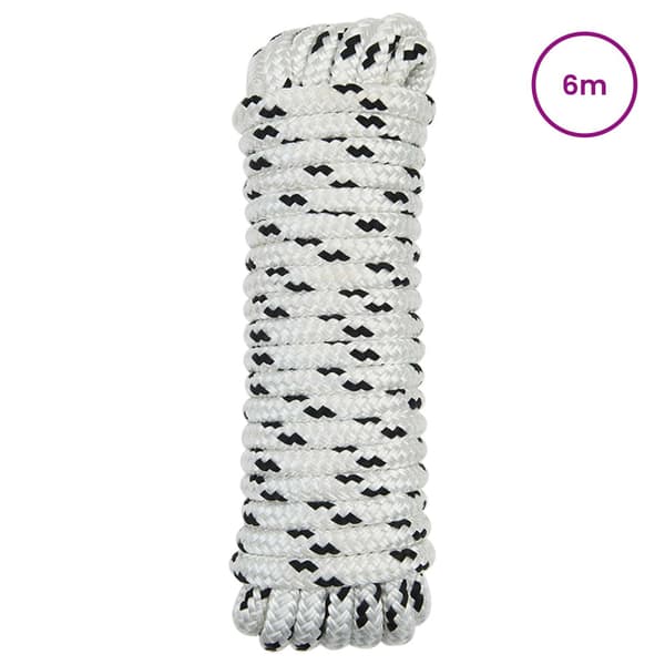 Båtsnöre 6 m 1.6 Vit och svart Polyester