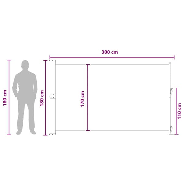 Utfällbar sidomarkis Taupe 300 x 180 cm Polyester
