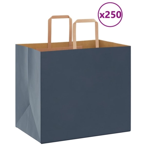 Papperspåsar 250 st med handtag blå 32x22x28 cm