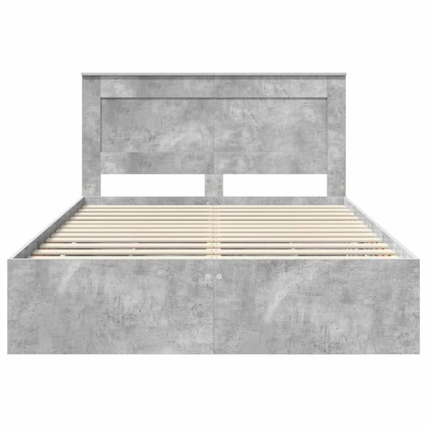 Sängram med låda Betonggrå 160 x 200 cm Ingenjörsträ