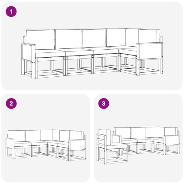 Utomhussoffset med kudde 5 pcs Naturlig och Antracit Polyester