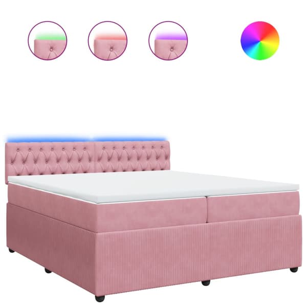 Ramsäng med madrass rosa 200x200 cm sammet