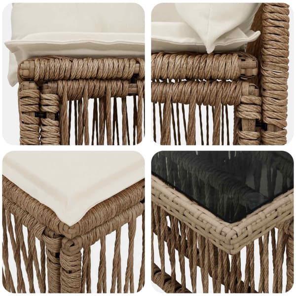 Trädgårdsoffset 7 st Beige konstrotting