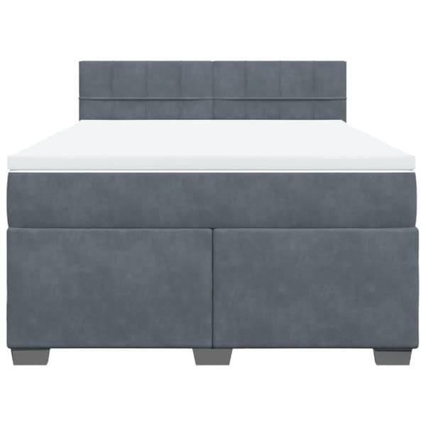 Ramsäng med madrass mörkgrå 140x200 cm sammet