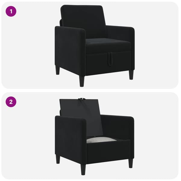 Soffa med förvaring Svart 72 x 78 x 87 cm Polyester
