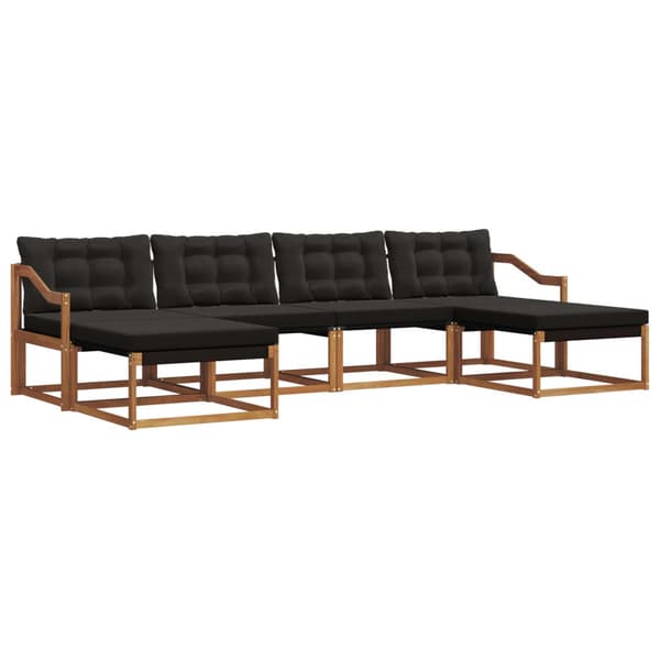 Utomhussoffset med kudde 6 pcs Naturlig och svart