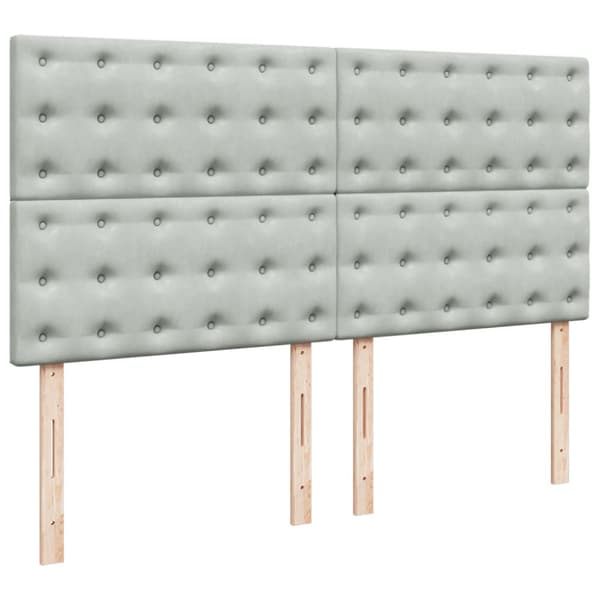 Ramsäng med madrass ljusgrå 200x200 cm sammet