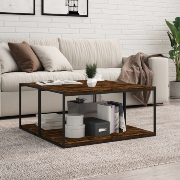Vägghyllor 4 st rökfärgad ek 80x40x1,5 cm konstruerat trä